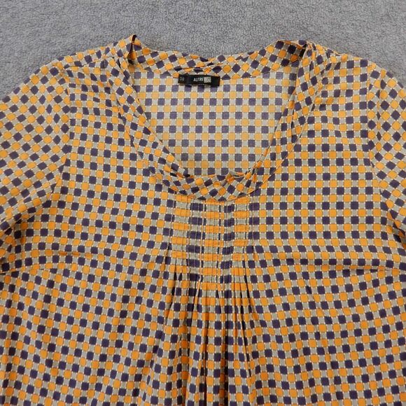 Autre Ton Midi Dress Medium Orange Purple Geometric Pattern Print Pockets Cotton - Picture 4 of 10